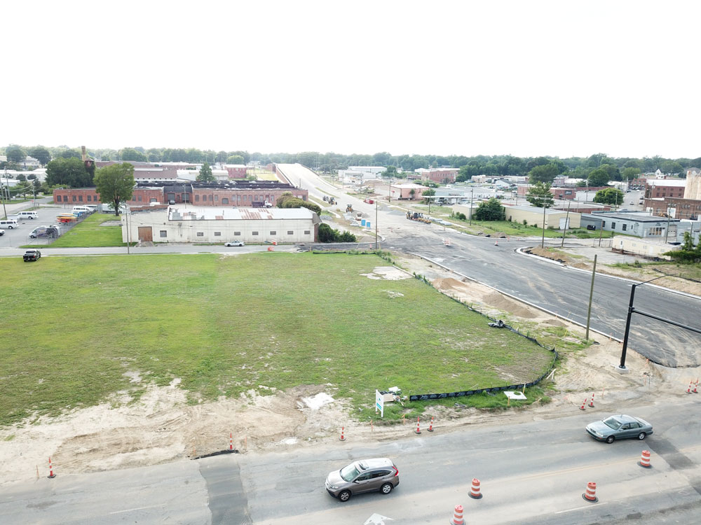 Arial of road work in Greenville NC