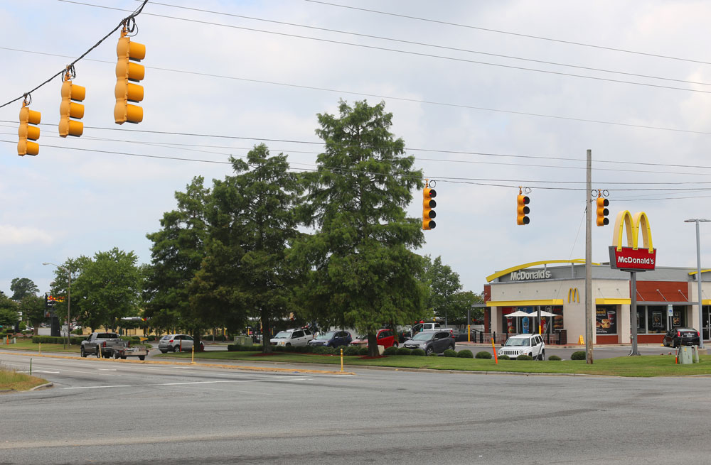 McDonalds on a street corner